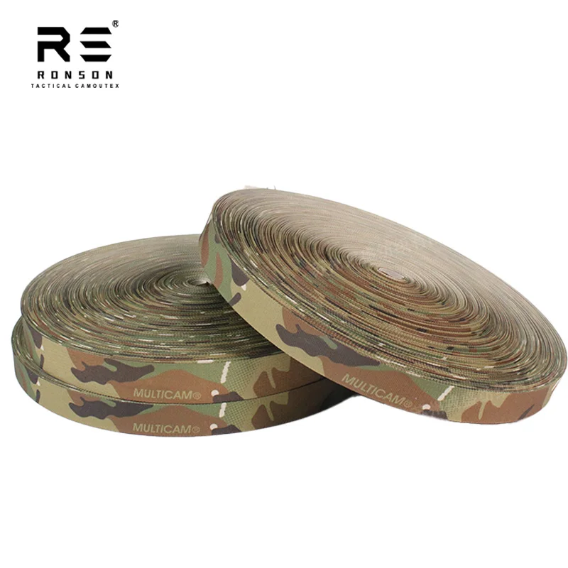 Factory Wholesale 20MM/22MM/25MM Polyester Printed Binding Tape MC Camouflage Polyester Tape Webbing Straps for Tactical Gears