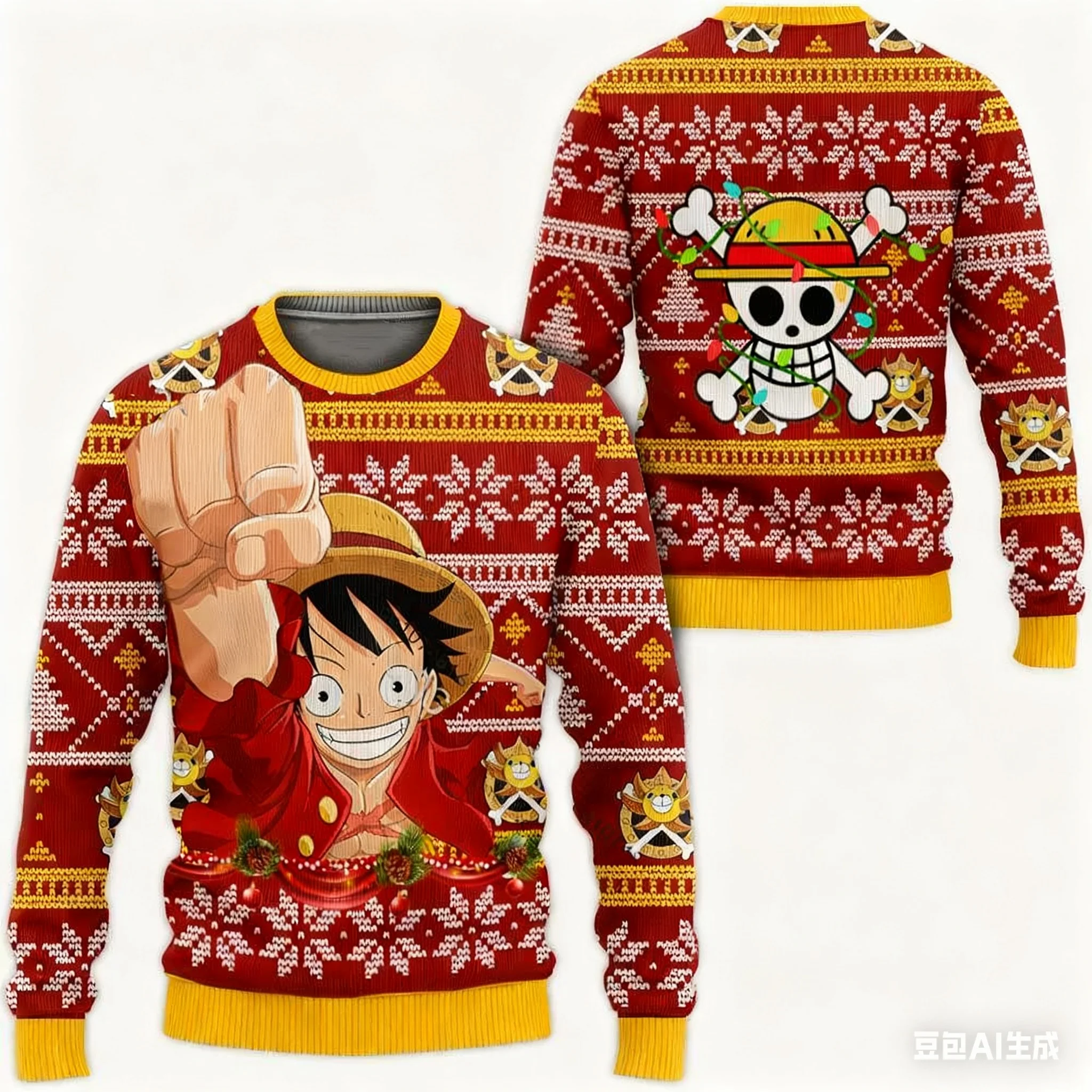 

Bandai One Piece Winter New Men's Ugly Hoodie 3D Integrated Zoro Luffy Role Playing Clothing Fashion Street Cartoon Sportswear