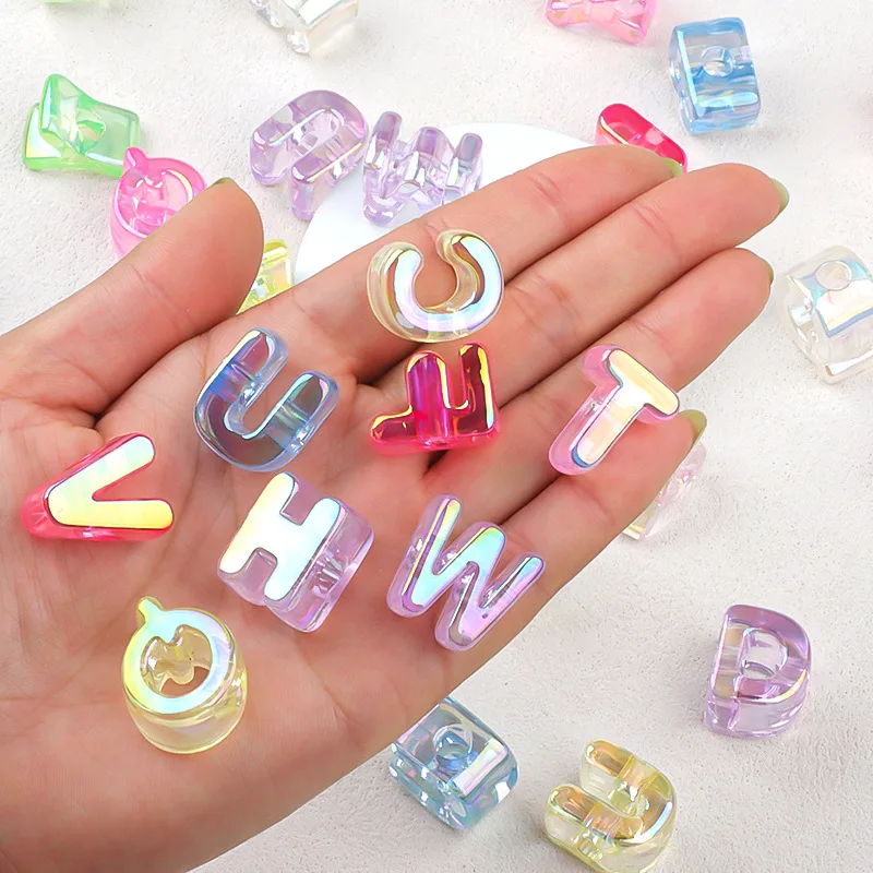 26pcs 21mm AB Transparent Letters, Acrylic Beads, DIY Bracelet, Necklace, Decorative Beads, Holiday Gifts