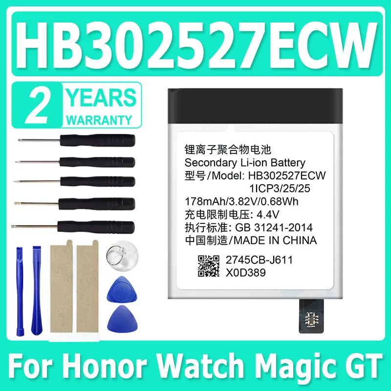

Аккумулятор HB302527ECW для Huawei Watch GT1 42 мм/Honor Watch Magic GT 178 мАч Замена аккумулятора + бесплатные инструменты