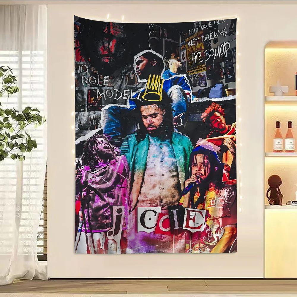 J Cole K.O.D Forest Eyez Rapper Colorful Tapestry Wall Hanging Hanging Tarot Hippie Wall Rugs Dorm Wall Art Decor