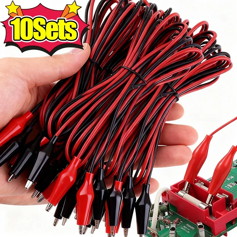 

10/1Sets Alligator Clips Electrical Test Leads Dual Ended Crocodile Clips Jumper Wires for Circuit Connection Electrical Testing
