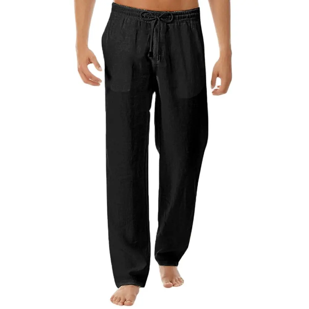 

Мужские льняные широкие брюки большого размера на шнурке, мужские прямые брюки, льняная уличная одежда, лето 2021, мужские Z1