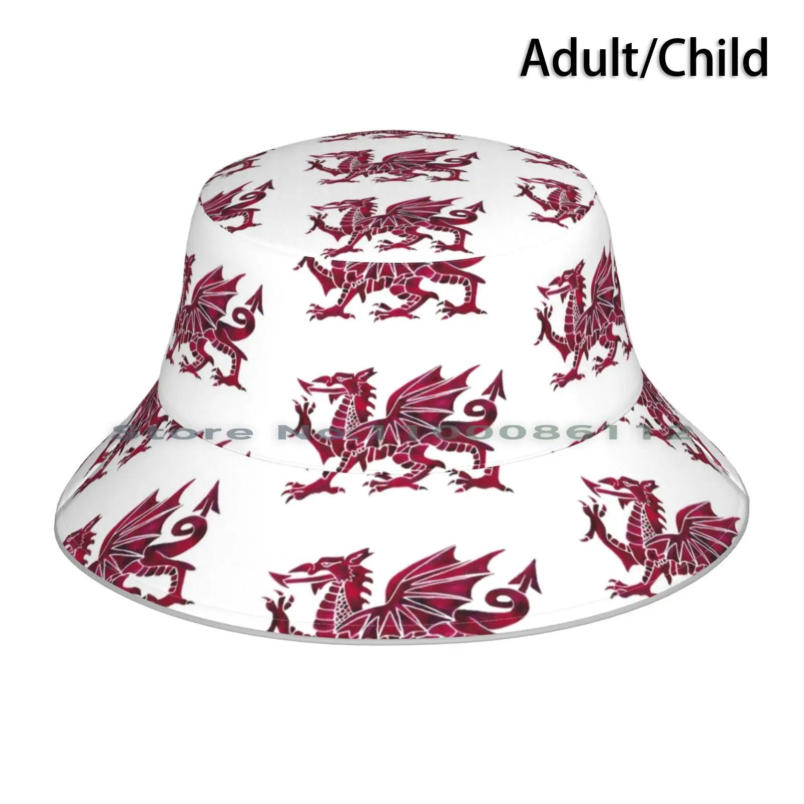 Welsh Dragon Red Dragon Wales Cymru Cymraeg Draig Coch Bucket Hat Sun Cap Welsh Dragon Cymru Draig Coch Cymraeg Red Dragon