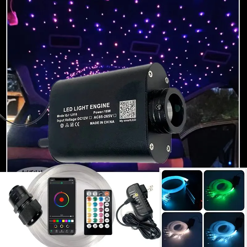 Fibra ottica Luce 16w Star kit da soffitto Bluetooth APP Controllo Starry Car LED Kid Room RGBW COLORE 12V RF controllo WAPP nuovo COLORE