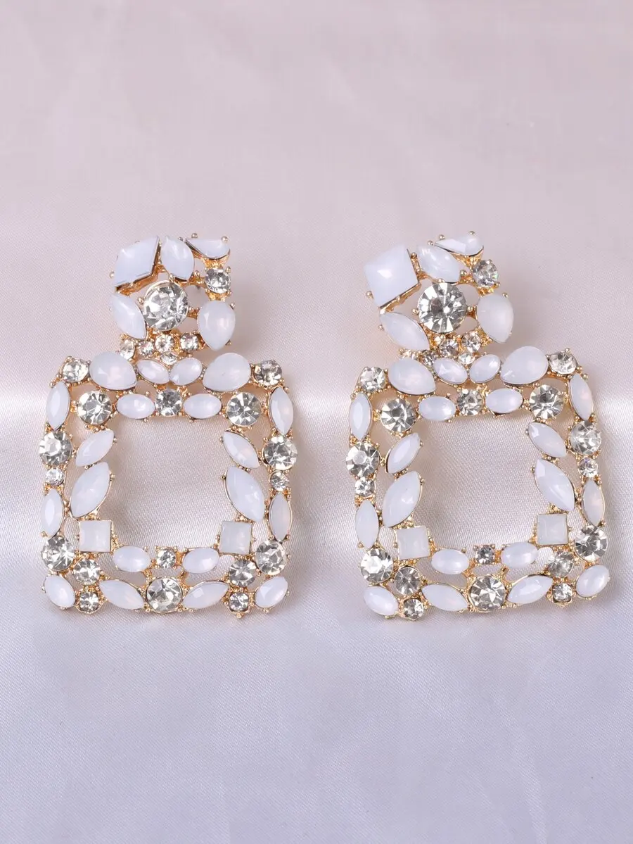 

Rhinestone Geometric Drop Earrings with Sparkling Decor