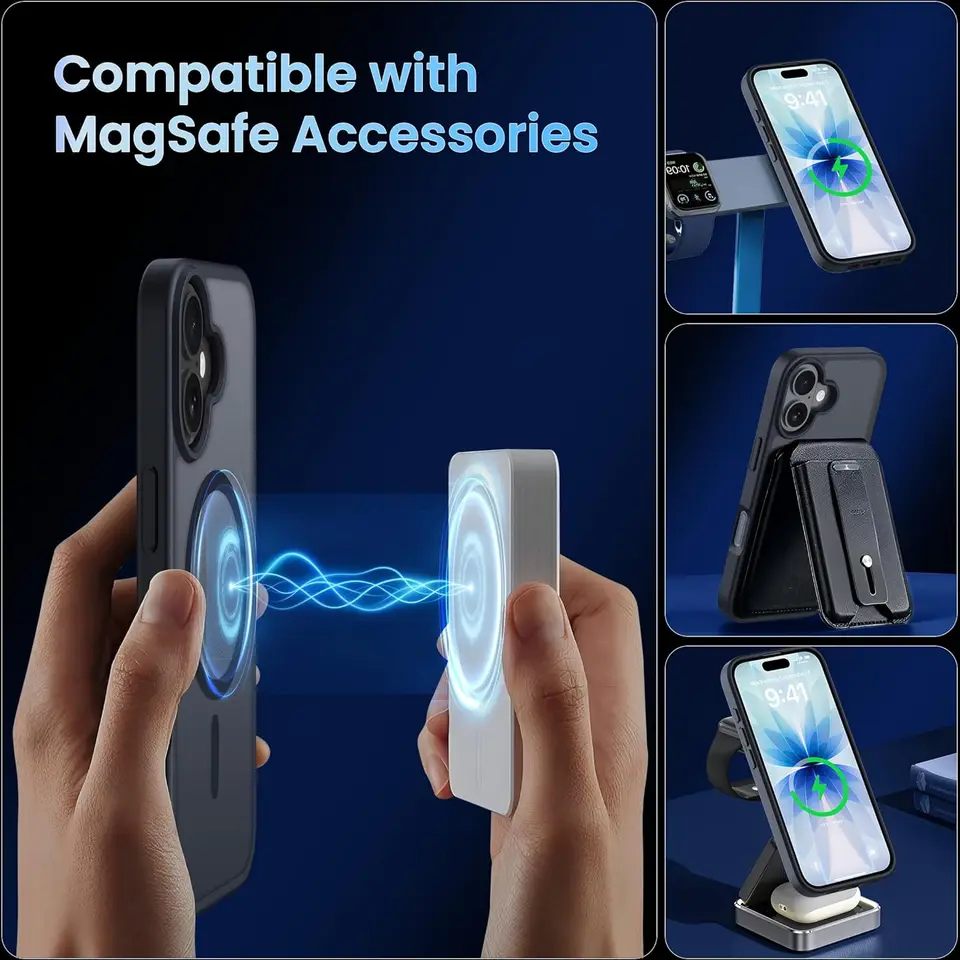 Funda mate con Magsafe para iPhone 17 Pro Max Air 16E 16 E 15 Plus 14 13 12 11 iPhone17 17Pro 16Pro, accesorios de protección 4