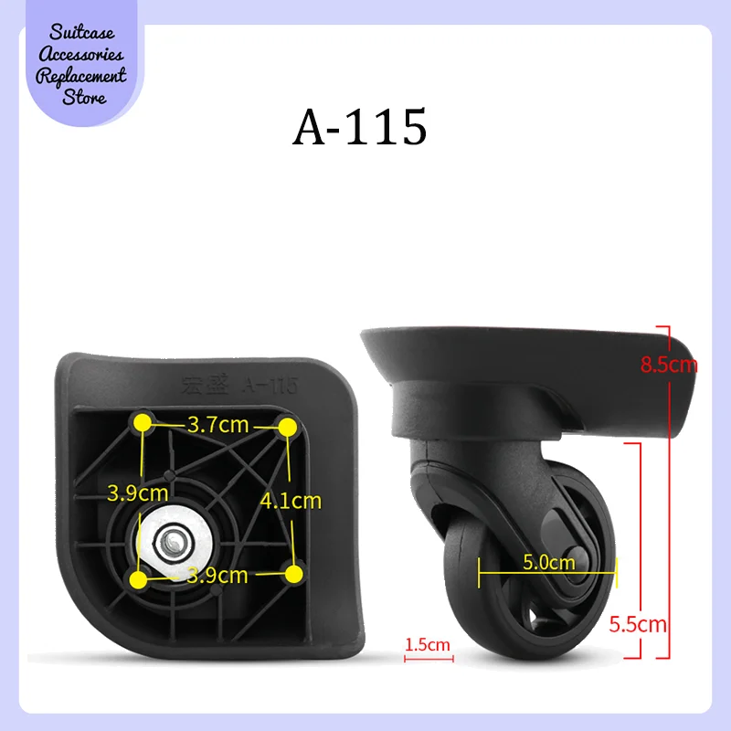 For Hongsheng A-115 Smooth Silent Shock Absorbing Wheel Accessories Wheels Casters Universal Wheel Replacement Suitcase Rotating