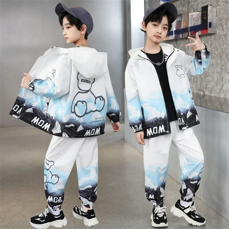 Boys Suits Coat +Pants 2PCS/Sets 2024 White Warm Thicken Winter Autumn School Plus Size Children Clothing