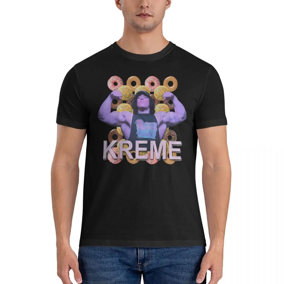 Men T-Shirt Krispy Kreme Rules Everything Around Me Vintage Pure Cotton Tees Short Sleeve Sam Sulek T Shirt O Neck Tops Printing