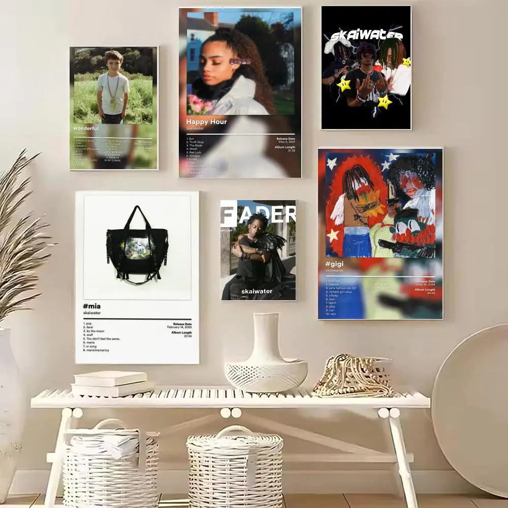Rapper S-Skaiwater Album Poster PP Wall Decor Posters Celebrity Art Prints Aesthetic Wall Art Bedroom Office Home Gift