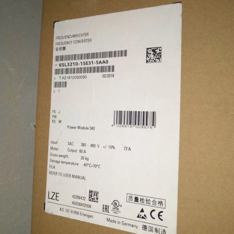 NEW 6SL3210-1SE31-5AA0 S120 Inverter Power Module 3AC 145A (75kW) Structure 6SL3 210-1SE31-5AA0