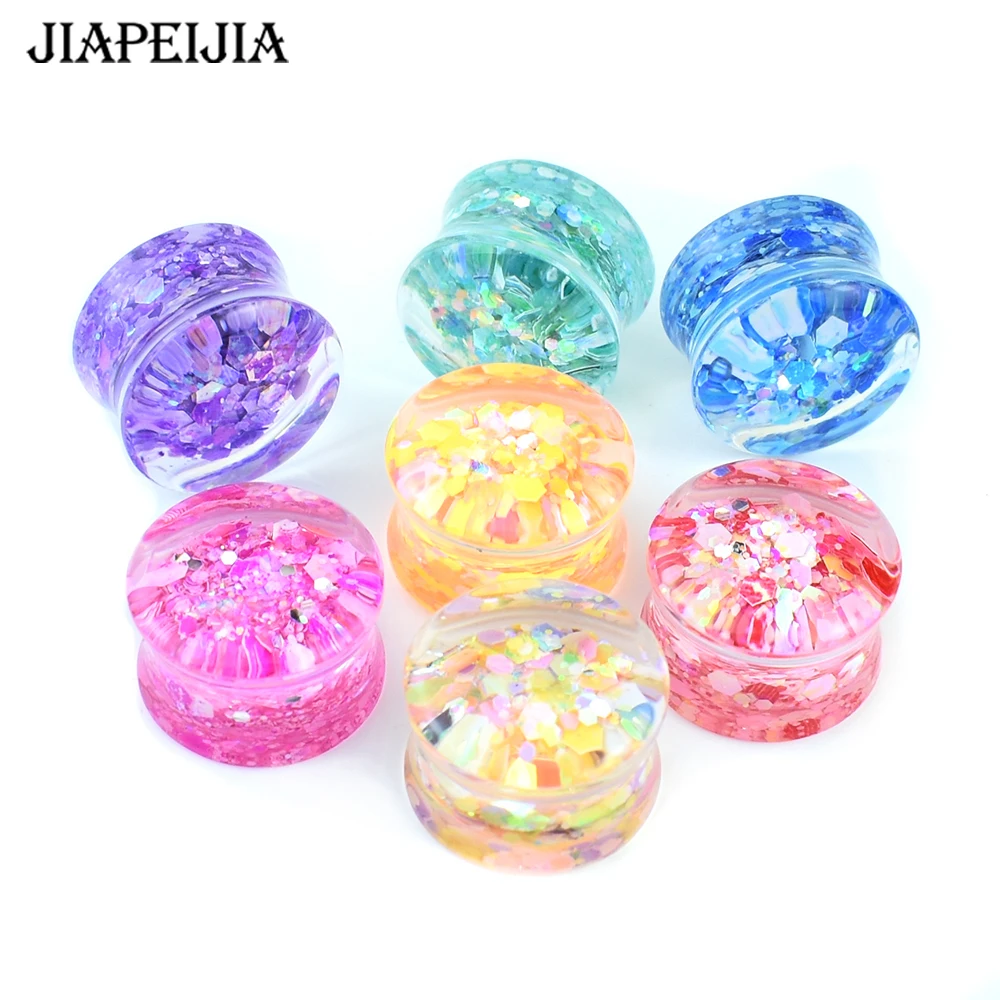 6-50mm Colorful Shining Ear Gauges Tunnels Plugs Ear Expander Stretching Body Piercing Jewelry