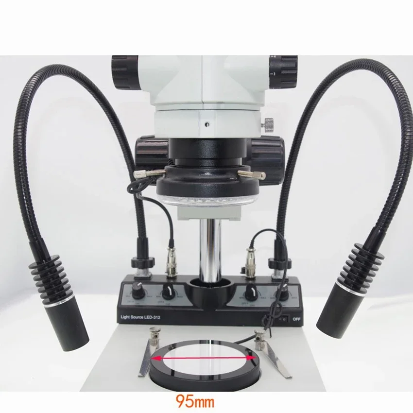 4 IN 1 LED Microscope Illuminator Set  Stage 80 LED Ring Light 2 Gooseneck Lamp 6W  Bottom Base Light (110-240V AC Input)