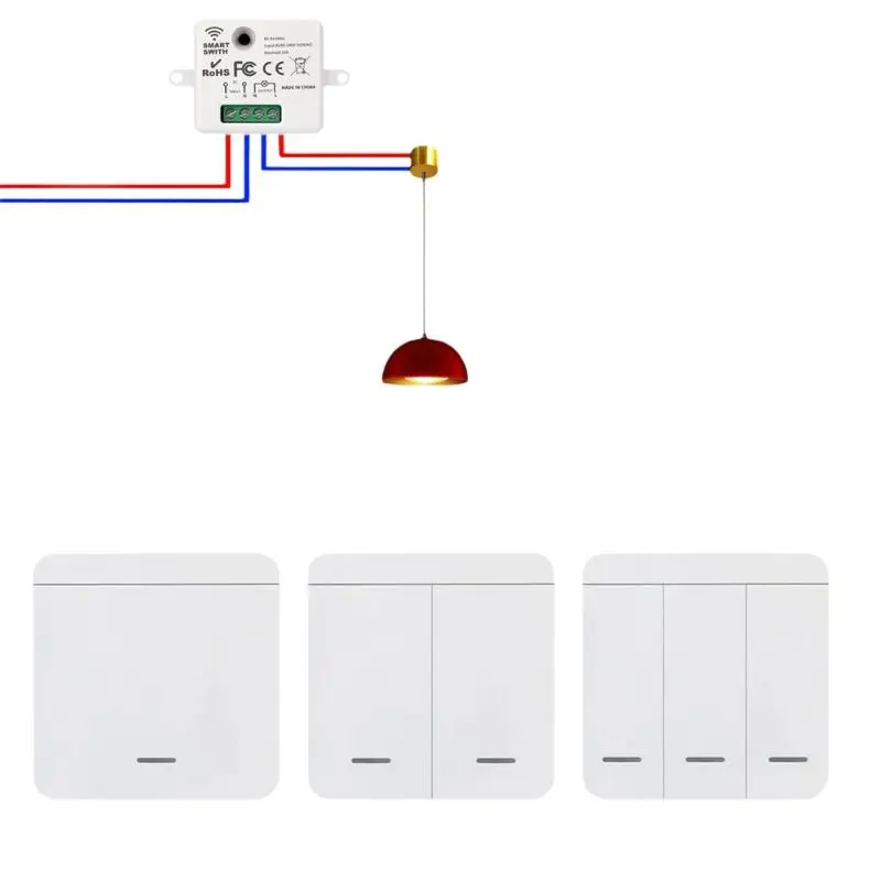

Белый бытовой беспроводной модуль ВКЛ-ВЫКЛ RF433 с дистанционным управлением, выключатель света 1/2/3 Gang, кнопочный настенный выключатель света