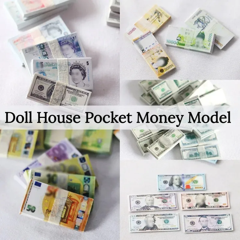 10PCS Mini Miniature Model Simulation Paper Currency BJD Dollhouse Decoration Accessories Suitable for 1:12 Doll Houses