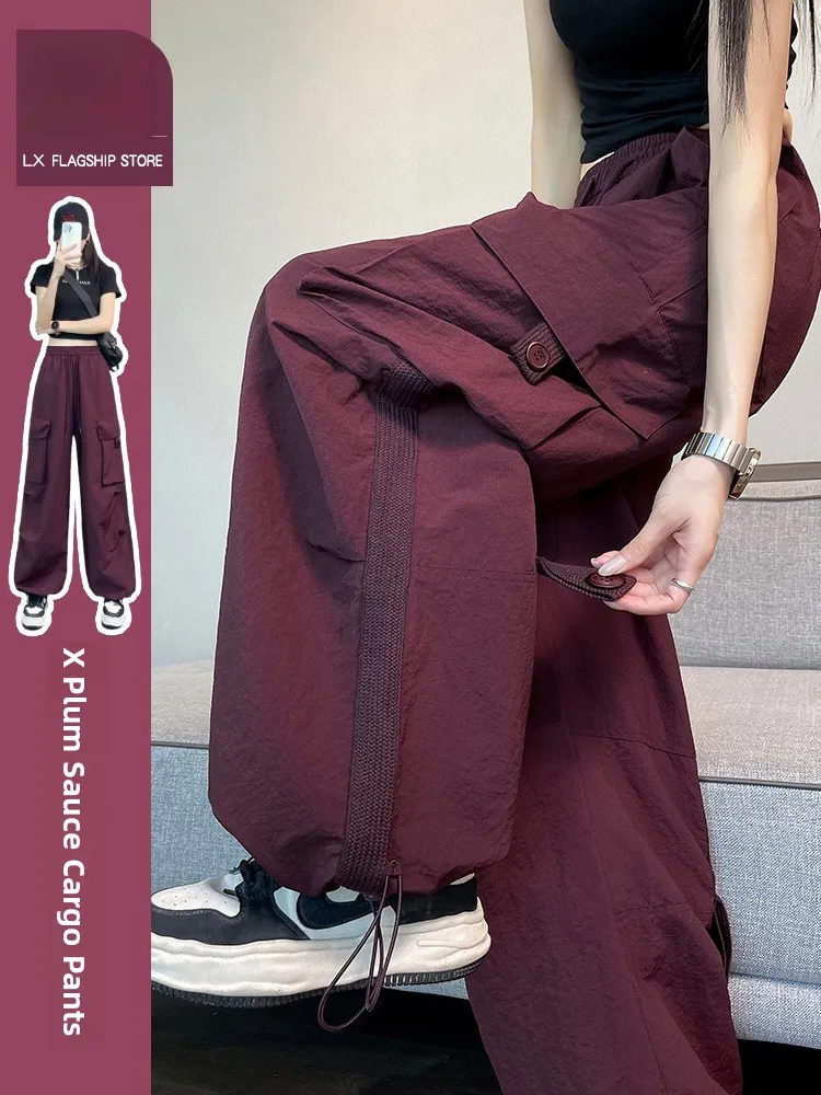 

Женские летние тонкие спортивные брюки La Chapelle Red Plum Jam Ice Silk для активного отдыха, быстросохнущие, широкие, в американском стиле, для альпинизма