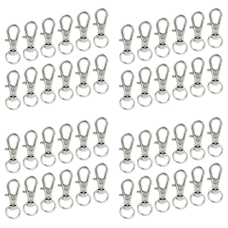 Hot kf-200 Pcs Swivel Clasps Lanyard Snap Hook,Metal Swivel Lanyard Snap Hook Lobster Claw Clasp Silver