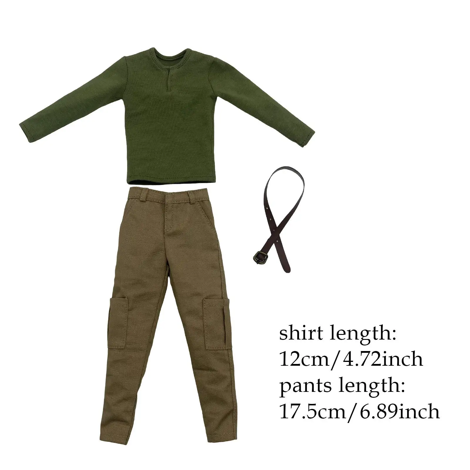 1:6 캐주얼 루즈 탑과 바지 세트 스타일리시 패션 레트로 벨트 풀오버 셔츠