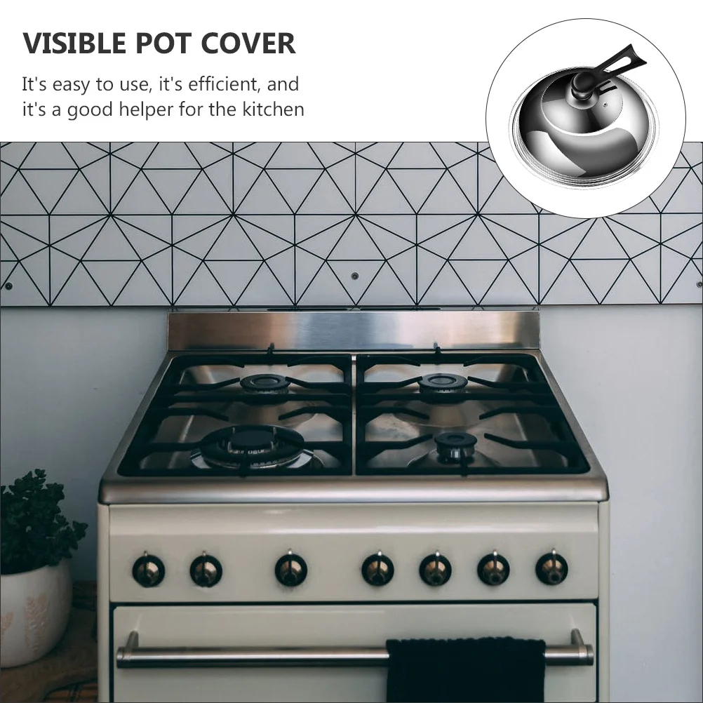 

Visible Cooking Pot Cover Stainless Steel Wok Lid Easy Clean Kitchen Supply Steam Maintenance Long Term Use Vent Design