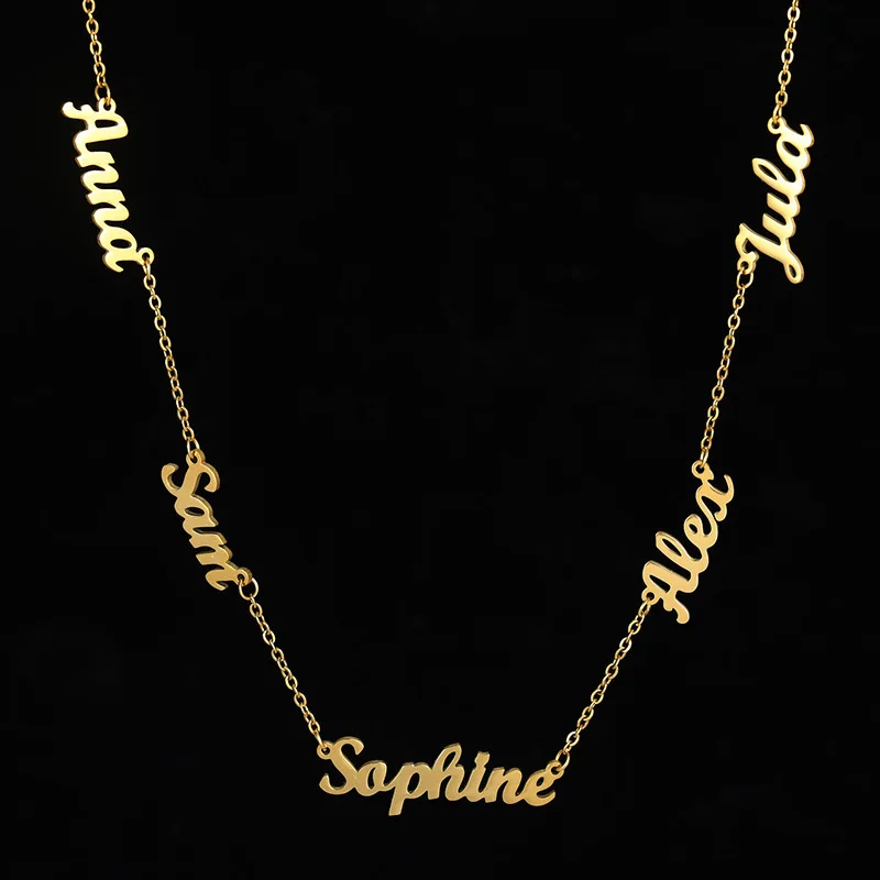 Customized Fashion Trend Classic Personalized Text Carving Pendant Necklace, Stainless Steel Text Logo DIY Name Letter Necklace