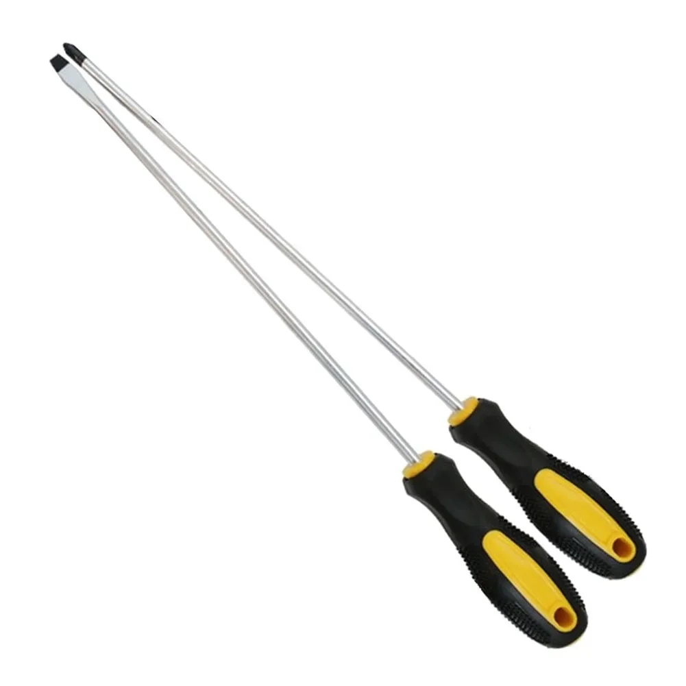 1pc 12Inch 300mm Extended Cross/Slotted Screwdriver Magnetic Screwdriver Nutdrivers With Rubber Handle Repairing Hand Tools