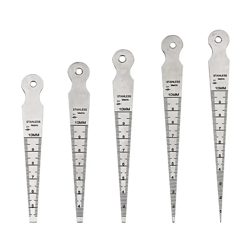 5Pcs Stainless Steel Taper Feeler Gauge 1-10mm Wedge Gap Gauge Conical Bore Hole Measuring Tool Laser Engraved Scale