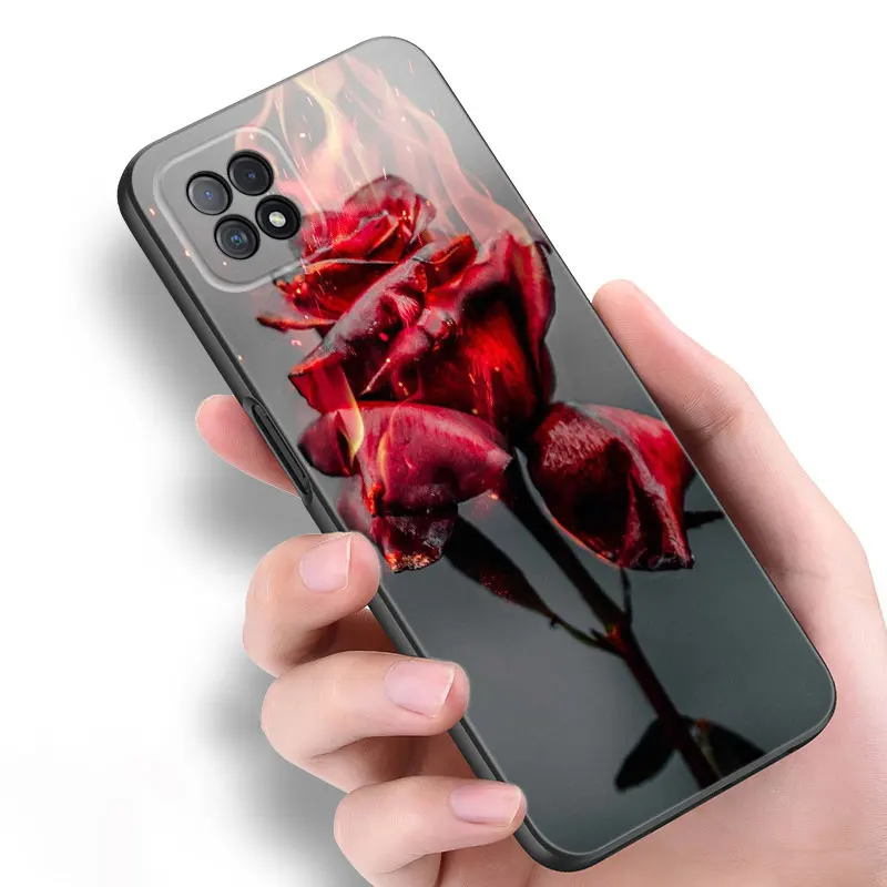 Bright Red Roses Flowers Phone Case For OPPO Reno 10 11 Pro A55 A57 A58 A72 A74 4G A54 A78 A98 5G A53 A93 2020 A15 A16 A17 A38