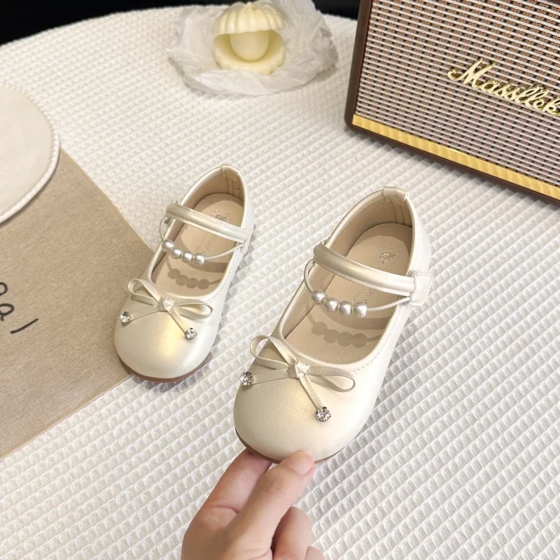 2026 Children Princess Leather Shoes for Girls Autumn New Fashion Kroean Style Soft Bottom Anti-slippery Versatile Party Shoes