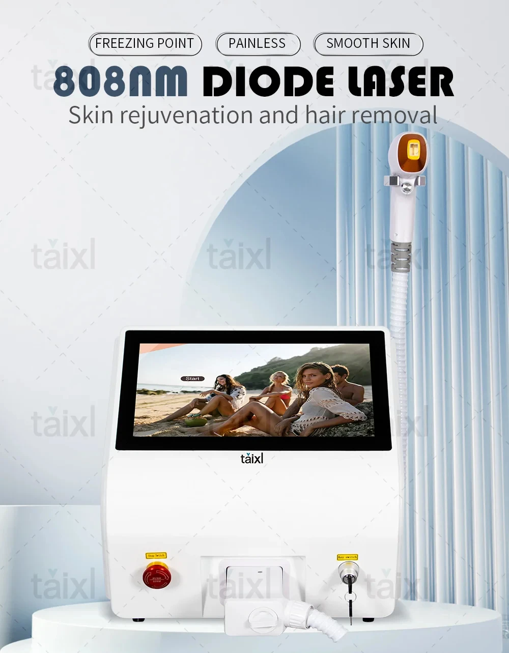 

4 длины волны 755 940 1064 808 нм диодный лазерный аппарат для удаления волос 4000 Вт система ледяного охлаждения безболезненное удаление волос 1