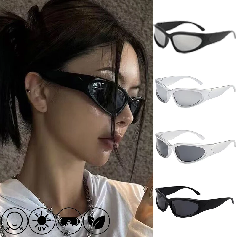 1-2Pcs Punk Vintage Sonnenbrille Frauen Männer Luxus Marke Designer Sonnenbrille Mode Y2K Brillen UV400 Brille