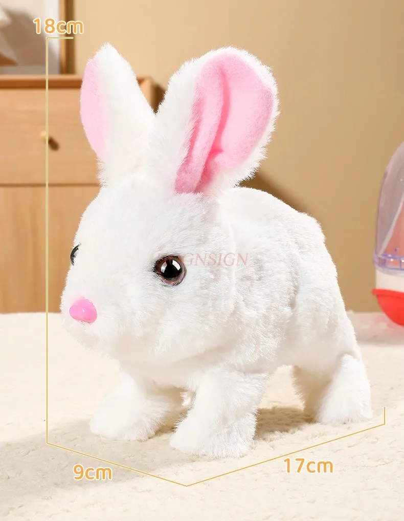 Muñeco de conejo, muñeco de peluche de conejo blanco pequeño, regalo de llamada de andador eléctrico, juguete para niños