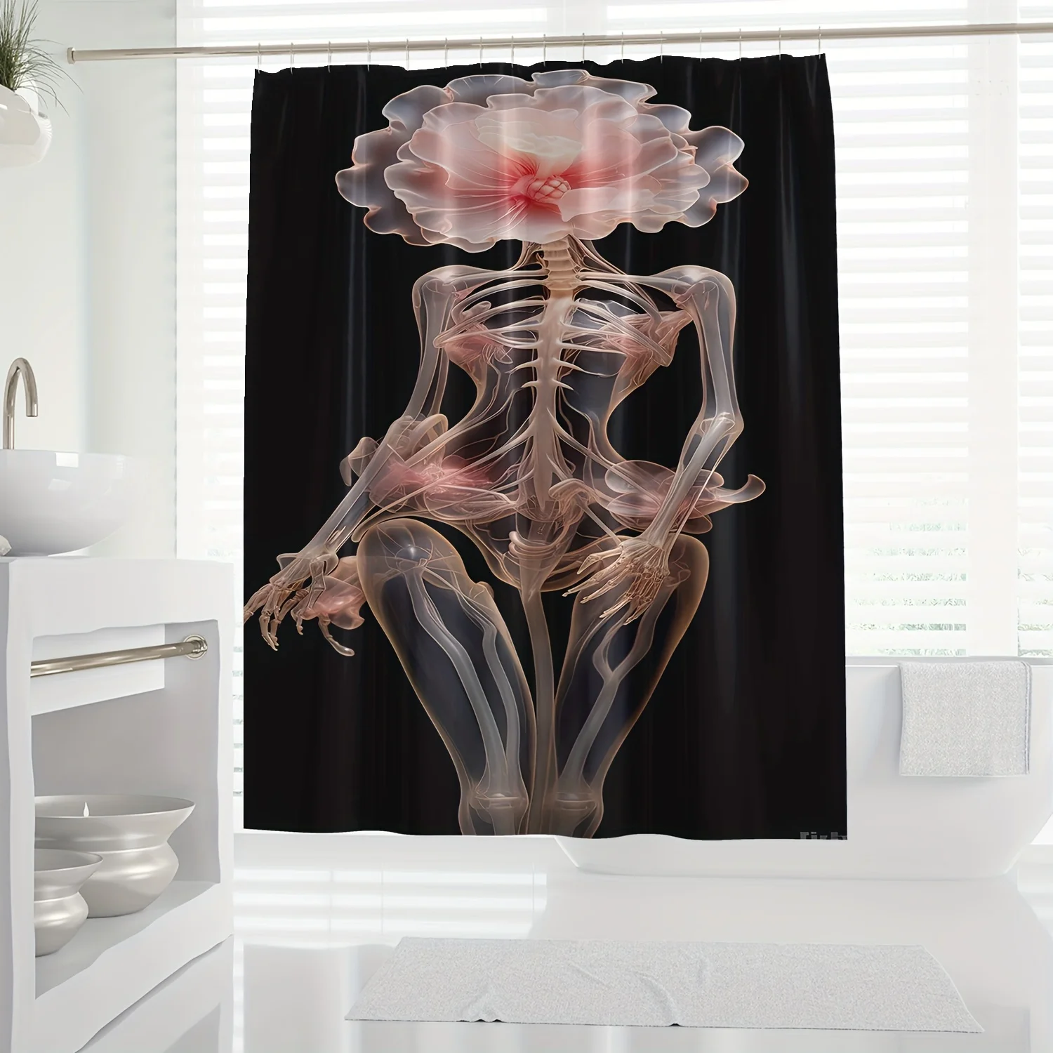 

1 шт. минималистичная занавеска для душа с абстрактным цифровым принтом, полиэфирная ткань, можно стирать в машине, современный художественный дизайн с крючками,