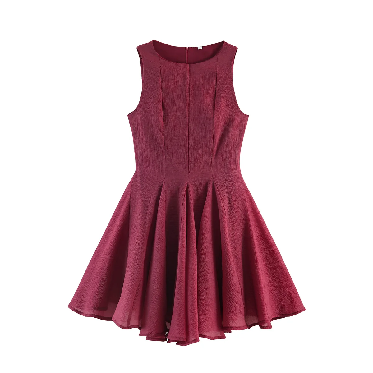 2026 Summer Women's Elegant Multi-Layered Ruffles Sleeveless Mini Dresses Lady Vintage Sweet A-line Slim Wine Red Party Robes