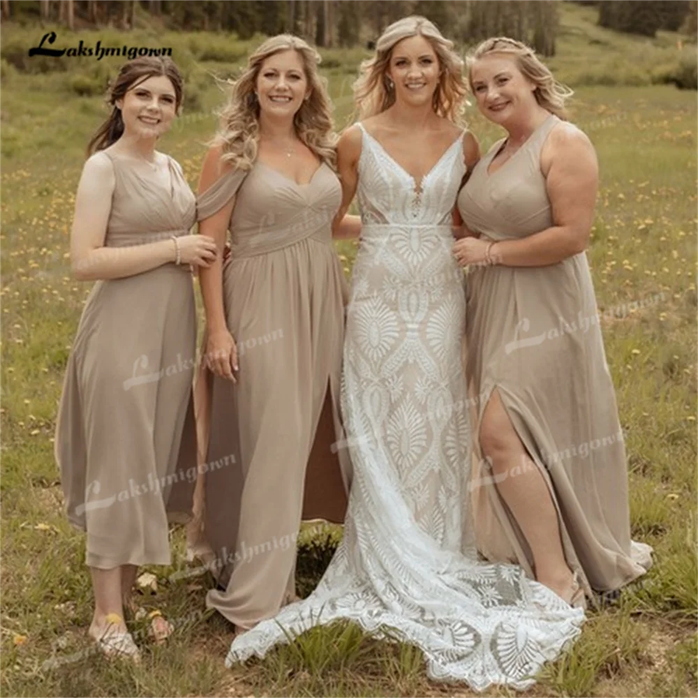 Bainha boho vestido de casamento personalizar clássico decote em v sexy cintas de espaguete sem costas nova chegada vestidos de noiva novia