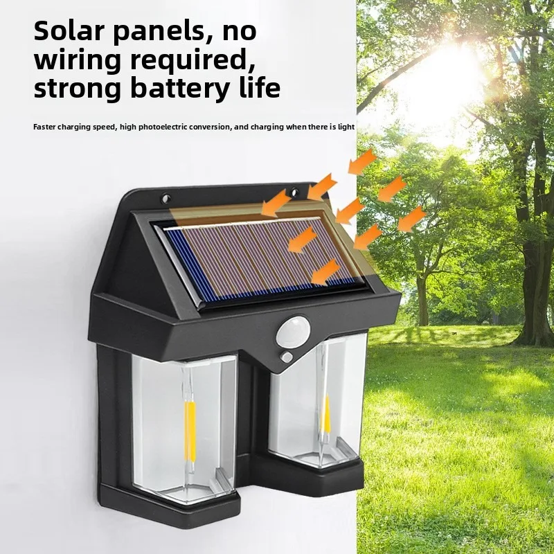 Waterproof Solar Motion-Activated Tungsten Wall Lamp - Outdoor Lighting for Home Garden Yard Fence & Courtyard