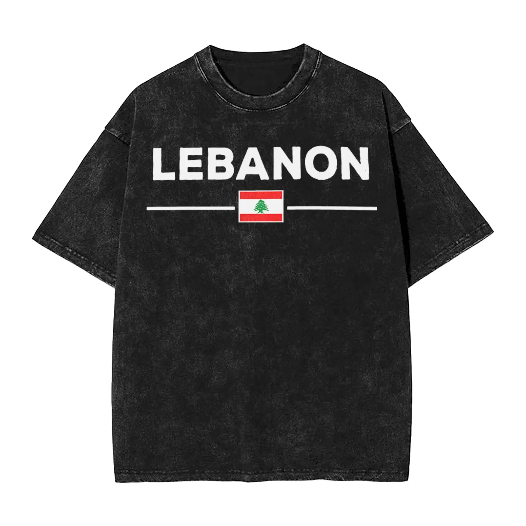 Men's T-Shirt Lebanon Flag Map Beirut   Cedar Tree Lebanese Heritage Design Washed T Shirts Hipster  Beach Tees Cotton Clothes