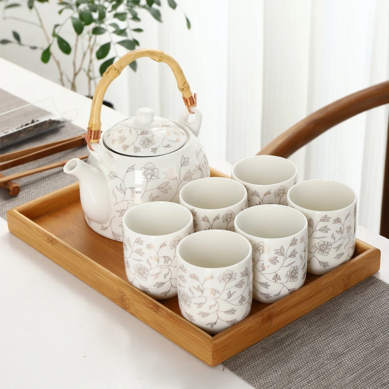 Simple and complete set of tea sets, large capacity with filter screen, water kettle cup, modern home office,tea dispenser