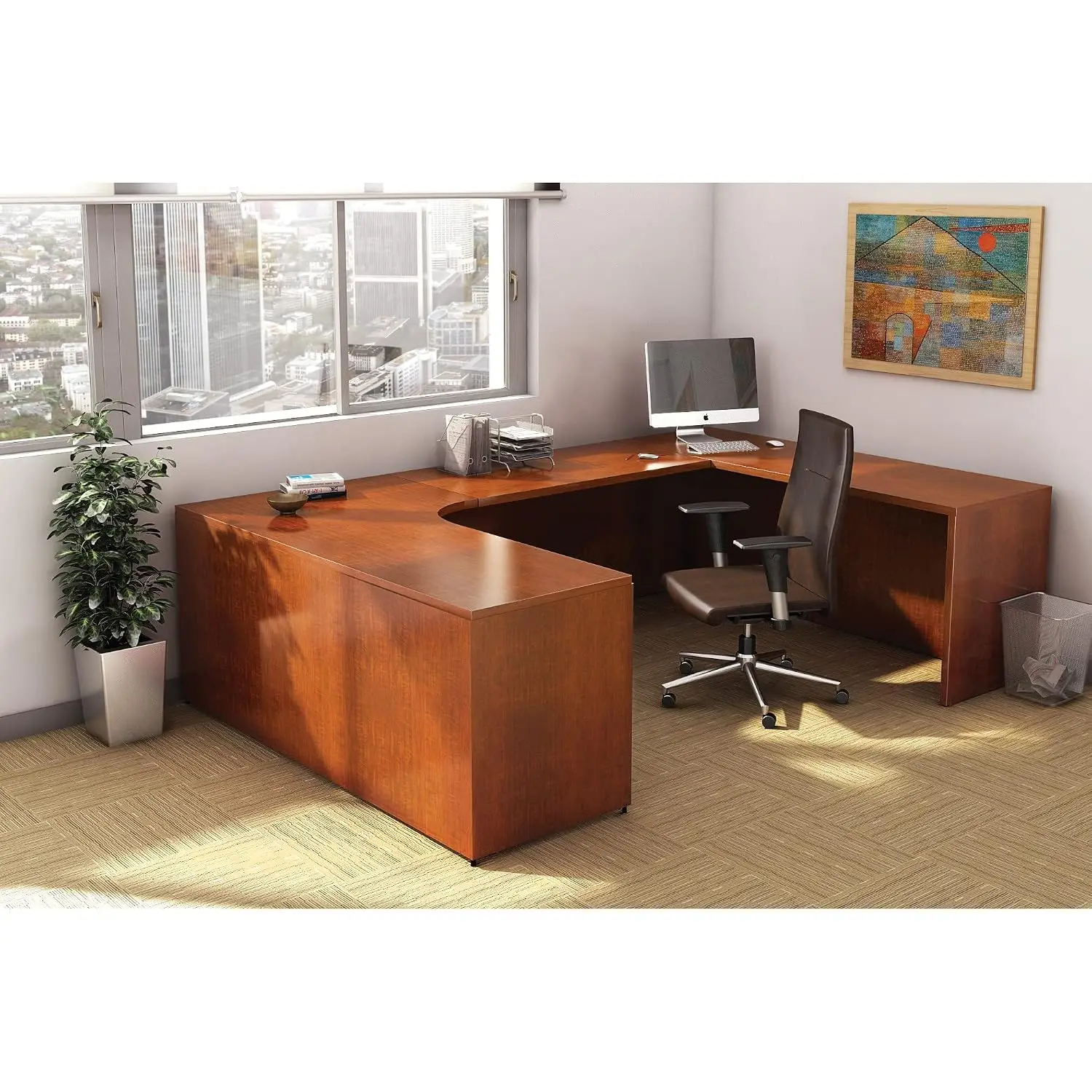 Desk Shell 72"x36"x29.5" Cherry Wood Office Workstation, Customized