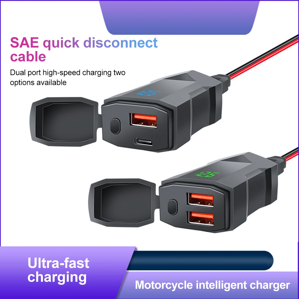 

On-Board Sockets & Adaptors Motorcycle Handlebar USB Charging Equipment with Switch Voltage Display Moto Electronics Accessories