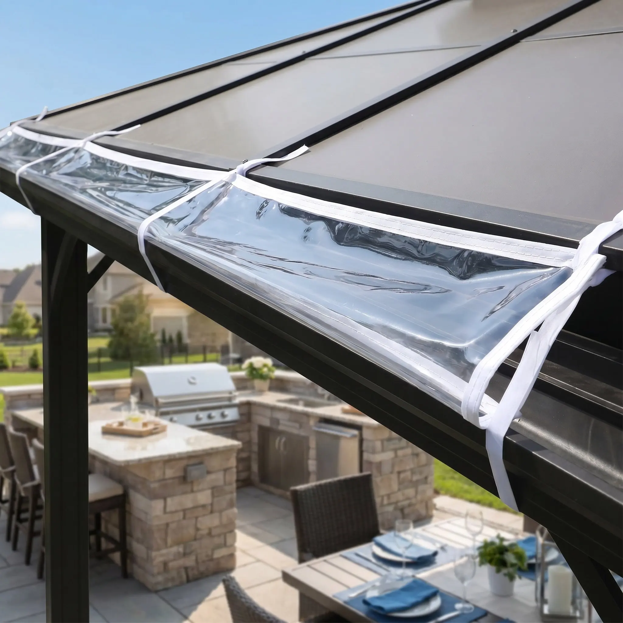 2Pcs Waterproof Canopy Gutters for Pop Up Tent Outdoor Event Shelter Drainage Channel Accessories Garden Party Market Stall