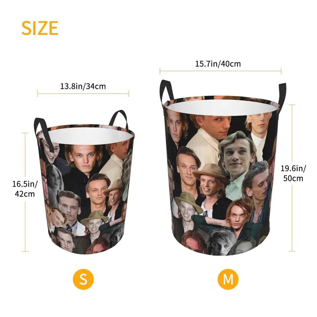 Jamie Campbell Bower Photo Collage Foldable Laundry Baskets Dirty Clothes Home Organizer Large Waterproof Bucket For Home Kids