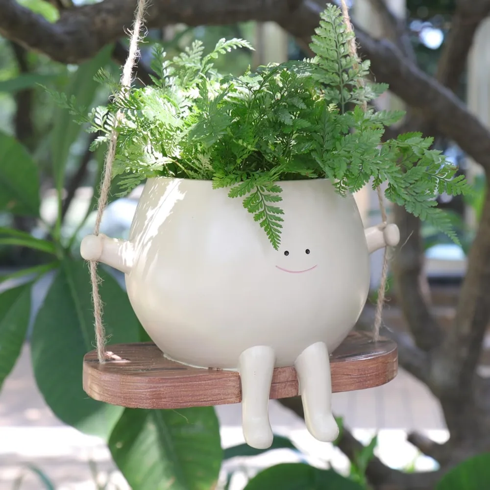 

Plus Size Swing Face Planter Pot Hanging Head Planter for Indoor Outdoor Plant for String for Mother and Teacher Appreciation