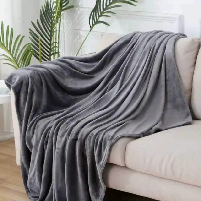Solid Color Blanket Flannel Coral Fleece Blanket Velvet Gift Blanket Air Conditioner Blanket Soft Cozy Home Decor Blanket