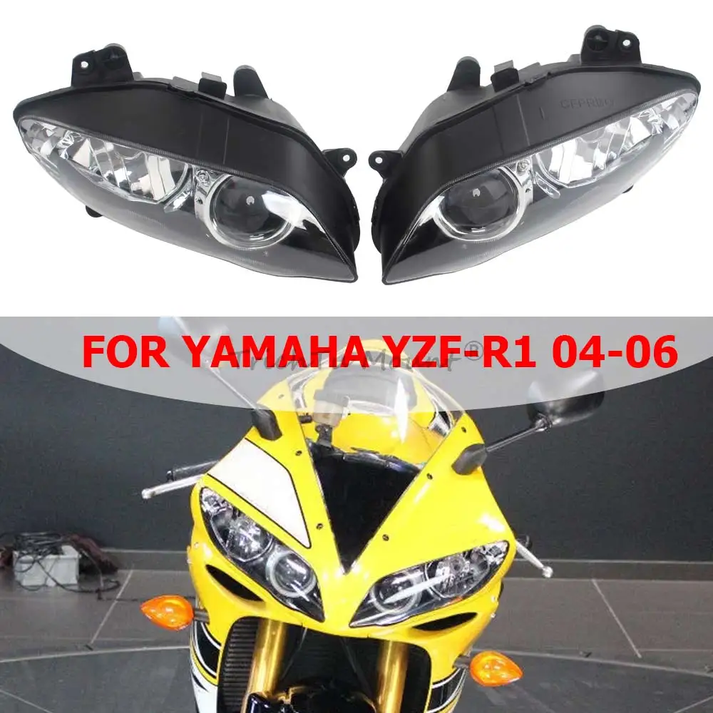 Fit For YAMAHA YZF R1 1000 2004-2006 Front Headlamp Headlight Motorcycle Accessory Headlight Assembly Lamp Front Light Cover