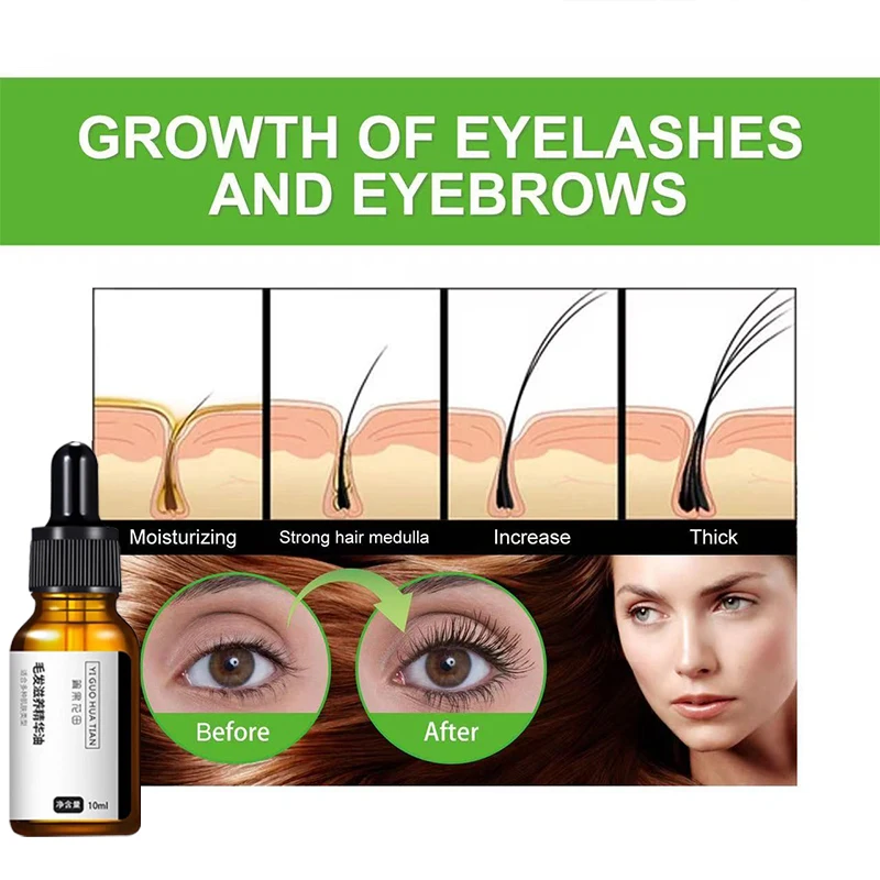 Olejek do włosów dla kobiet i mężczyzn, rzęsy, brwi, zagęszczający włosy, nawilżający, naturalny, wydłużający, czarny, kręcony, delikatny i bezśladowy.