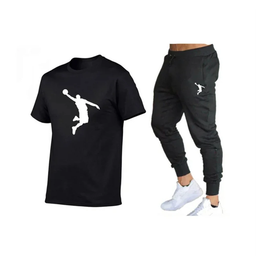 2024 Men Hot-Selling Summer T-Shirt Pants Set Casual Brand Fitness Jogger Pants T Shirts Hip hop Fashicon Men\'sTracksuit