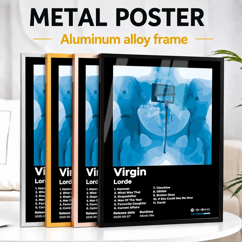 Lorde Virgin Album Framed Aluminum Metal Poster Personalized Graphic Design Wall Art For Listening Lounge, Record Collector Gift