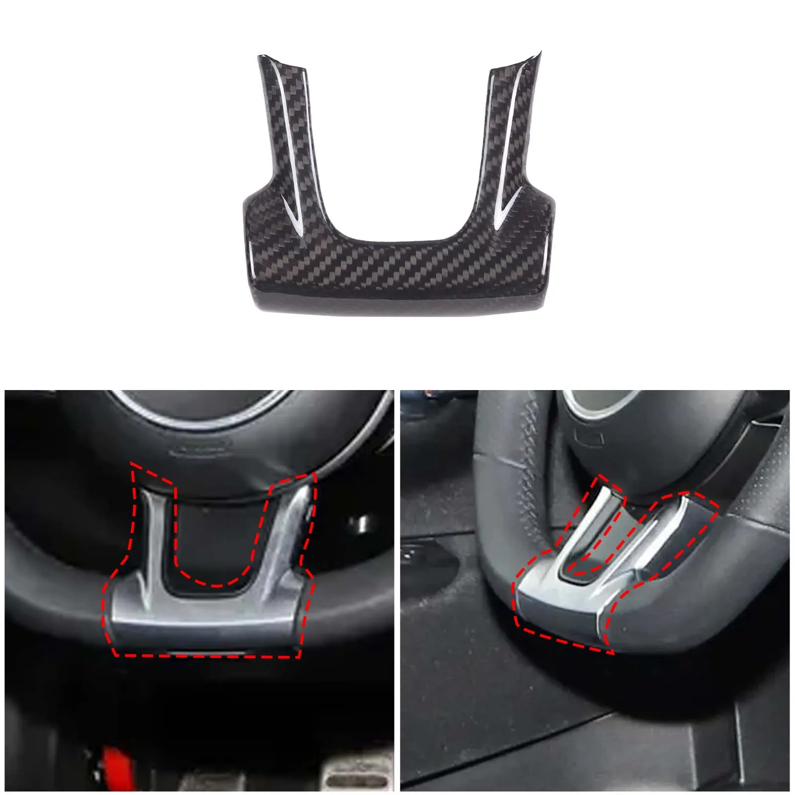 For 2022+ Fiat 595 steering wheel base front cover, steering wheel decorative cover, decorative sticker, real carbon fiber 1pcs