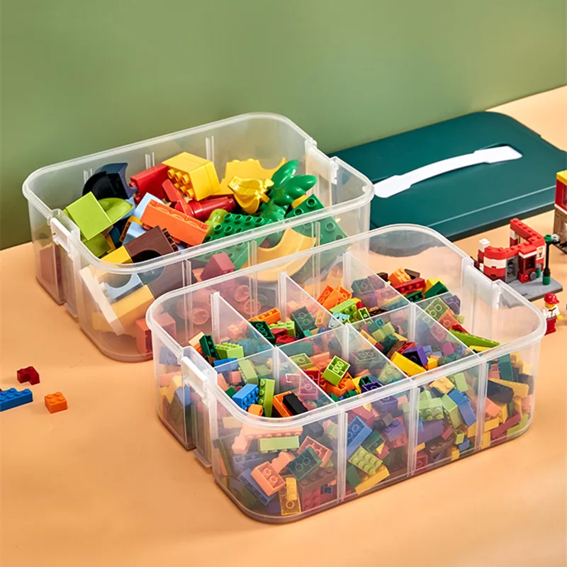 

Bins & Things Stackable Toys Organizer Storage Case Compatible and Lego Portable, Adjustable Box with Carrying Handle